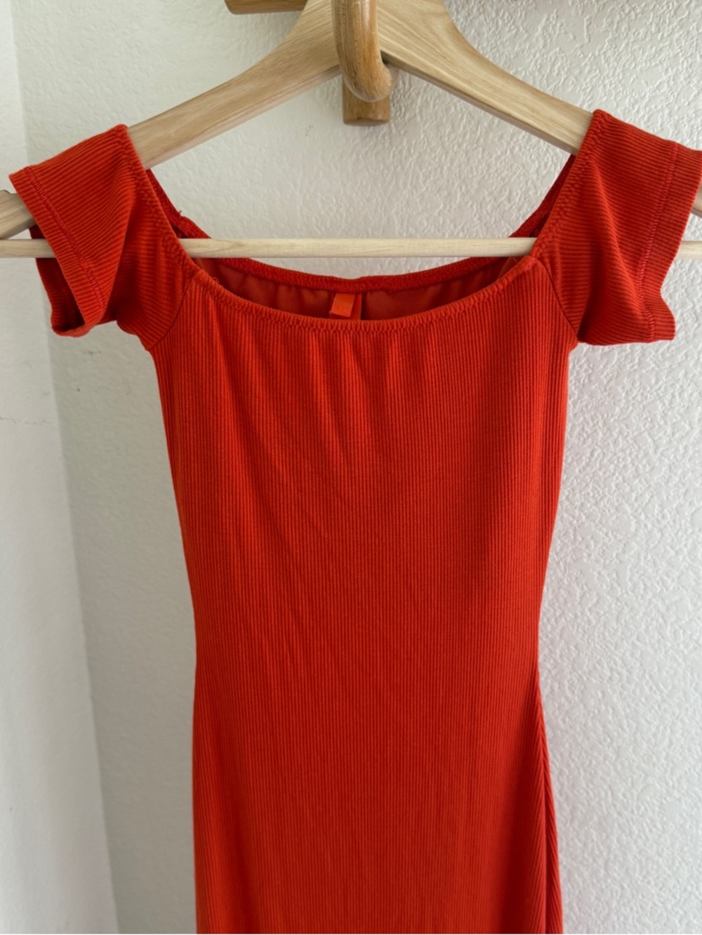 SKIMS SOFT LOUNGE ribbed Orange off the shoulder maxi dress shade fire Size XXS - Picture 3 of 8